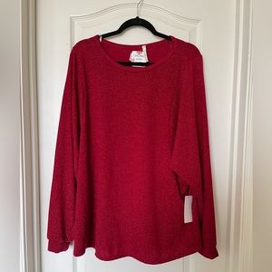 Christmas Holiday party Hesed shimmering ruby, long sleeve, dressy, top